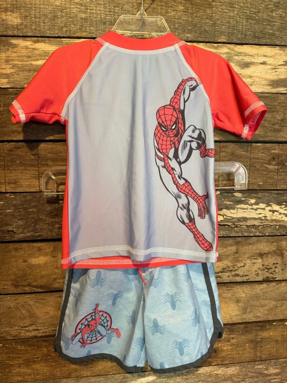 💚💰BOGO FREE Marvel Spider-Man Boys Rush Guard & Swim Trunks Set
